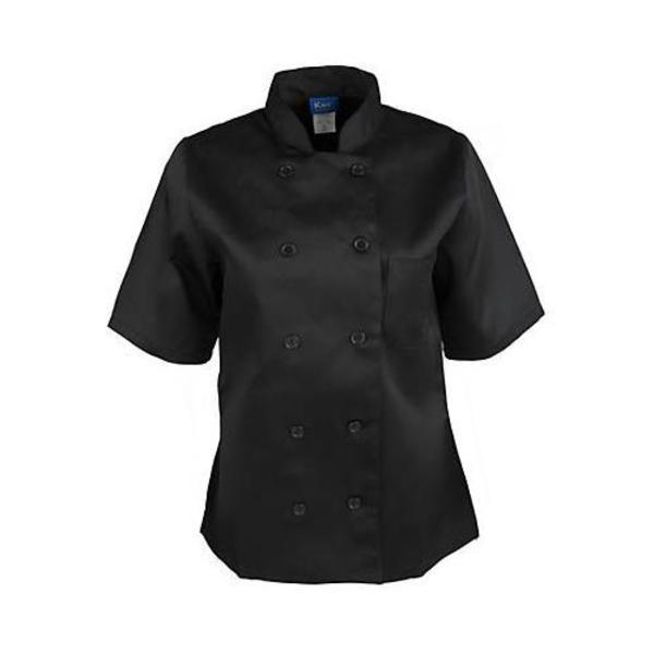 Kng XL Women's Black Short Sleeve Chef Coat 1875XL